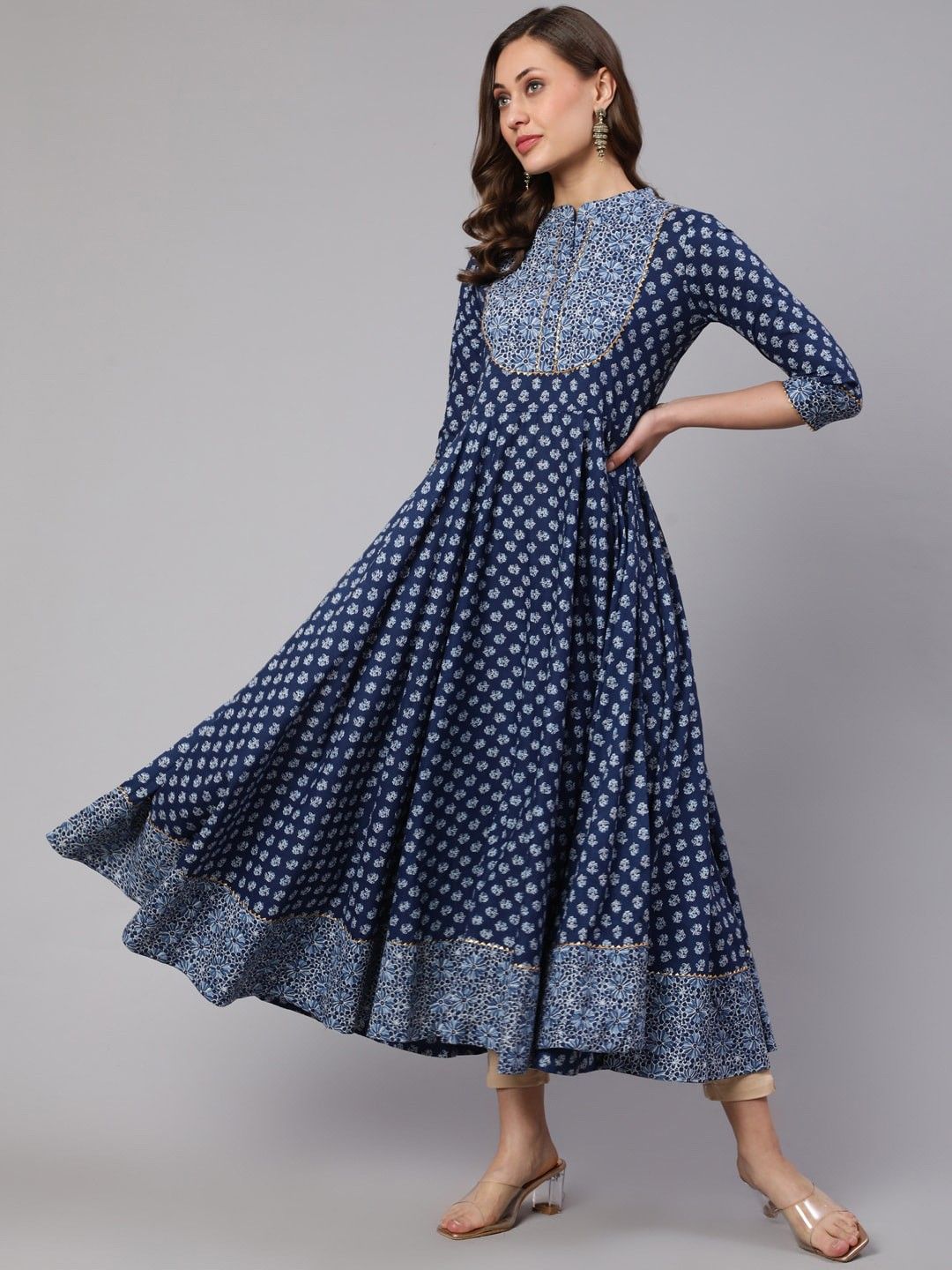 Women Ethnic Motifs Work Floral Anarkali Dress