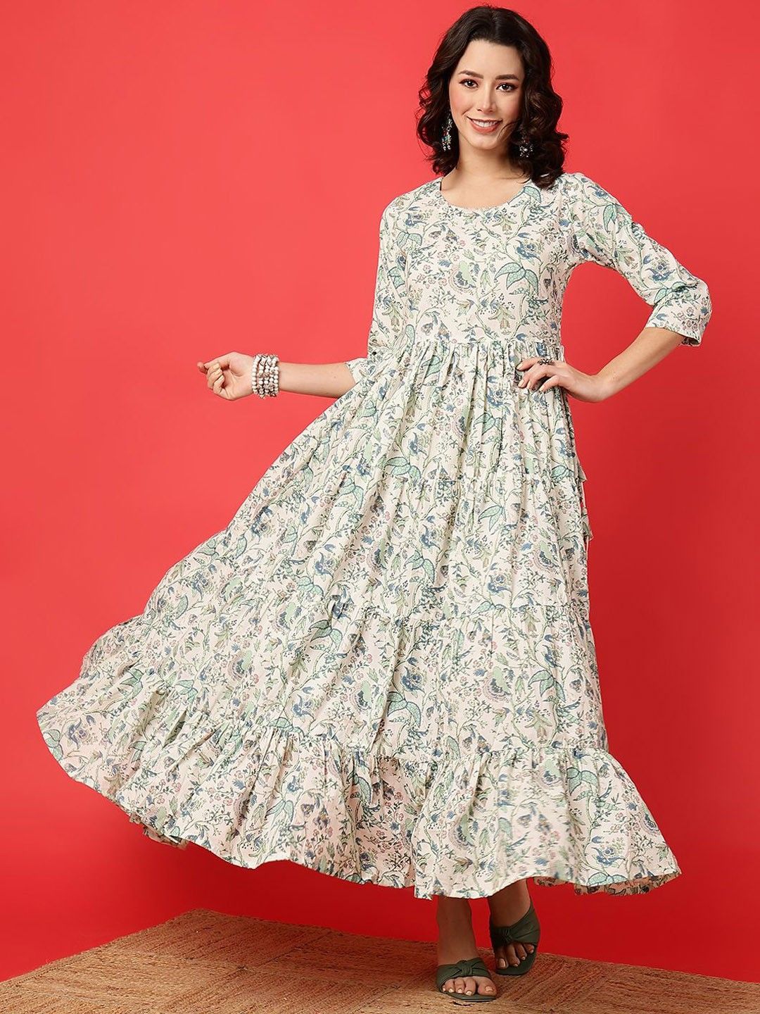 Women Ethnic Motifs Work Floral Anarkali Dress