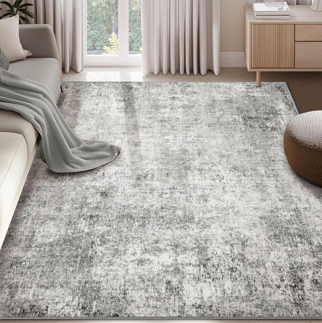 Modern Abstract Area Rug 5'x7' - Grey/White