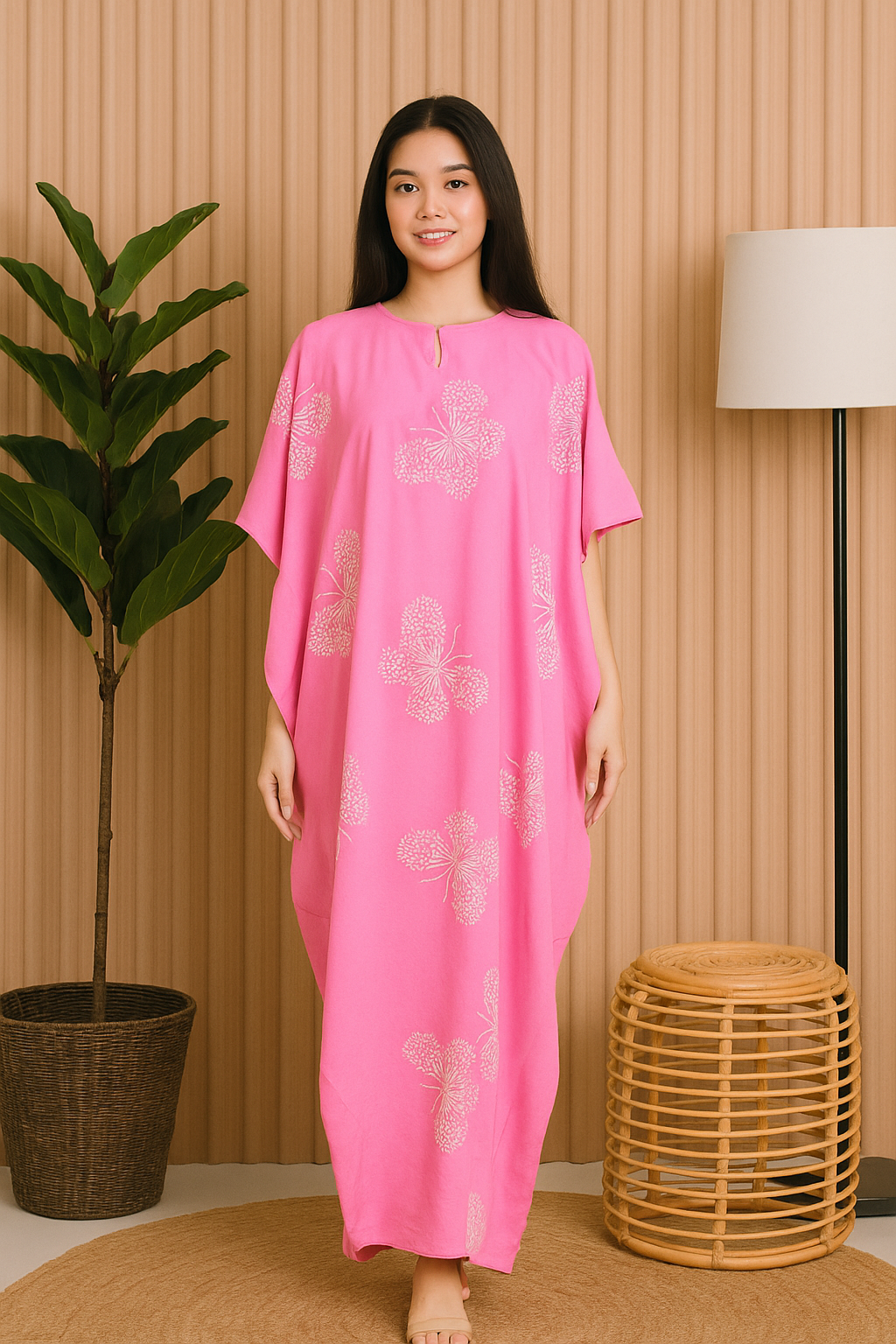 SHORT SLEEVE KAFTAN BUTTERFLY : PINK