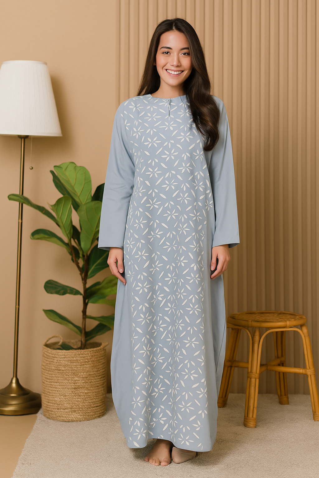 LONG SLEEVE KAFTAN BATIK GEOMETRY : GREY