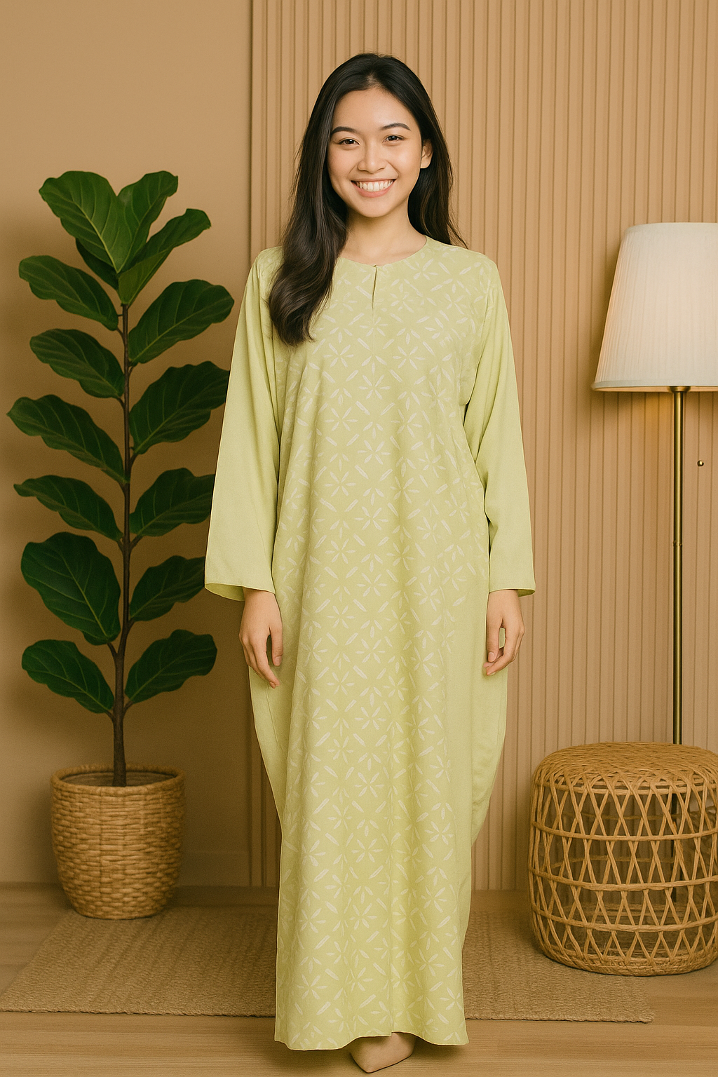 LONG SLEEVE KAFTAN BATIK GEOMETRY : GREEN