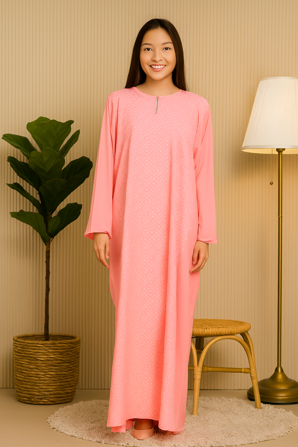 LONG SLEEVE KAFTAN BATIK GEOMETRY : PINK