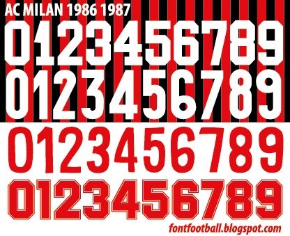 Font Vector AC Milan 1986 1987 kit