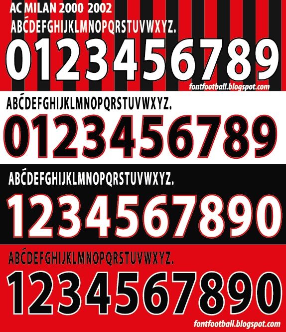 Font Vector AC Milan 2000 2001 2002 kit