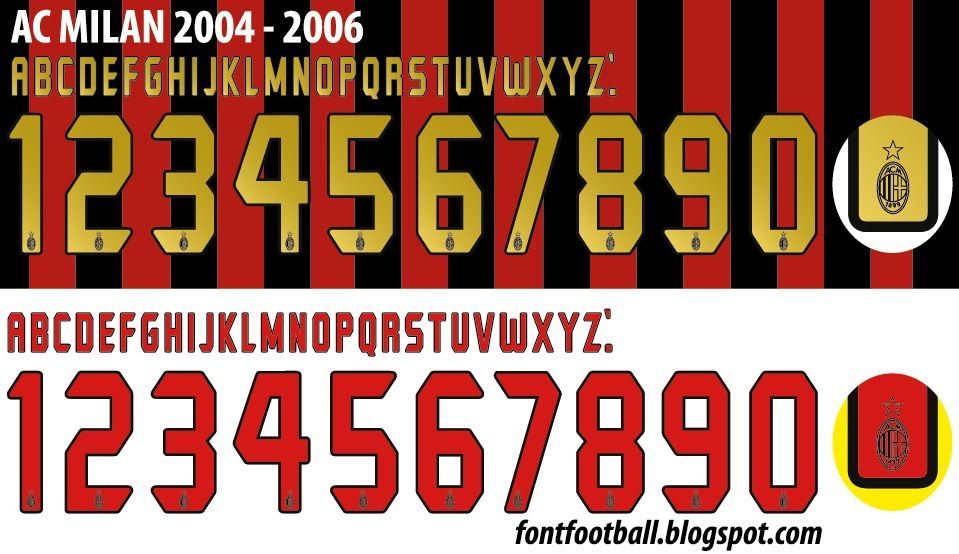 Font Vector AC Milan 2004 2005 2006 kit