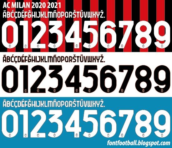 Font Vector AC Milan 2020 2021 kit