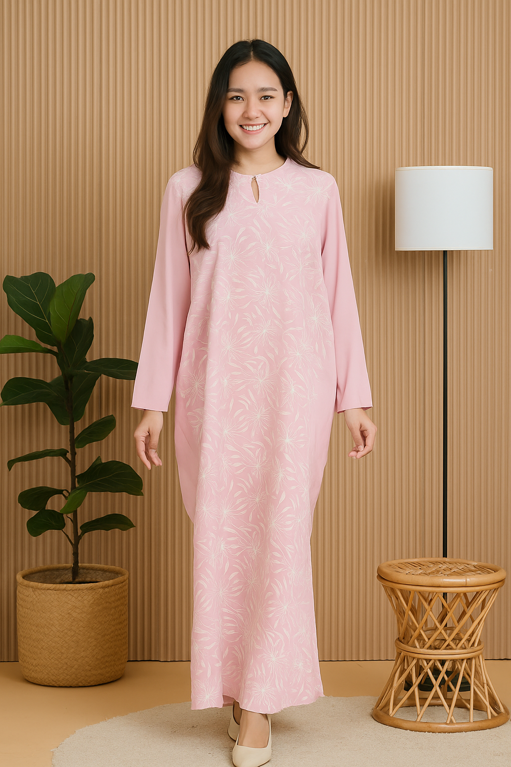 LONG SLEEVE KAFTAN BATIK KLASIK : BELACAN PINK