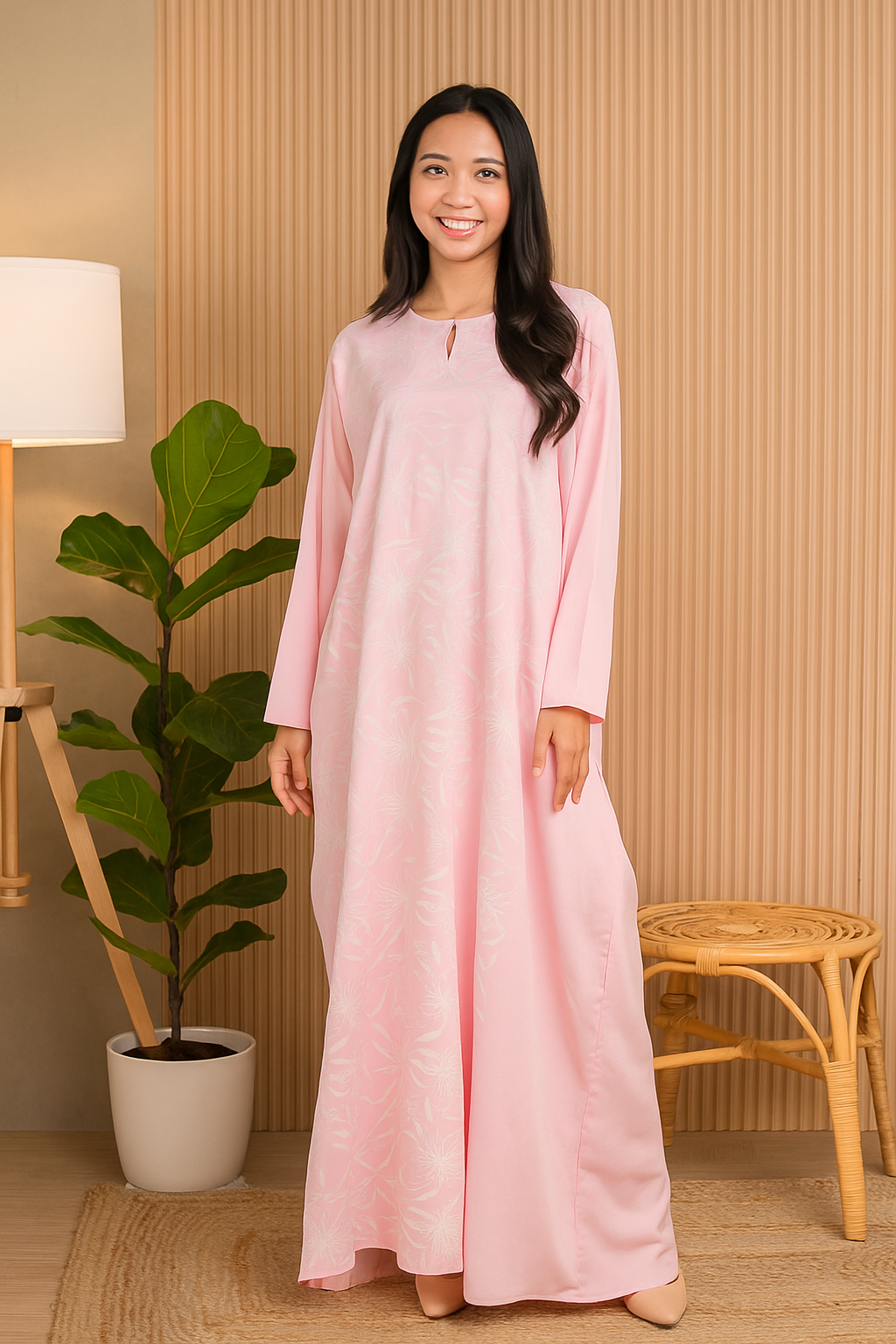 LONG SLEEVE KAFTAN BATIK KLASIK : BABY PINK