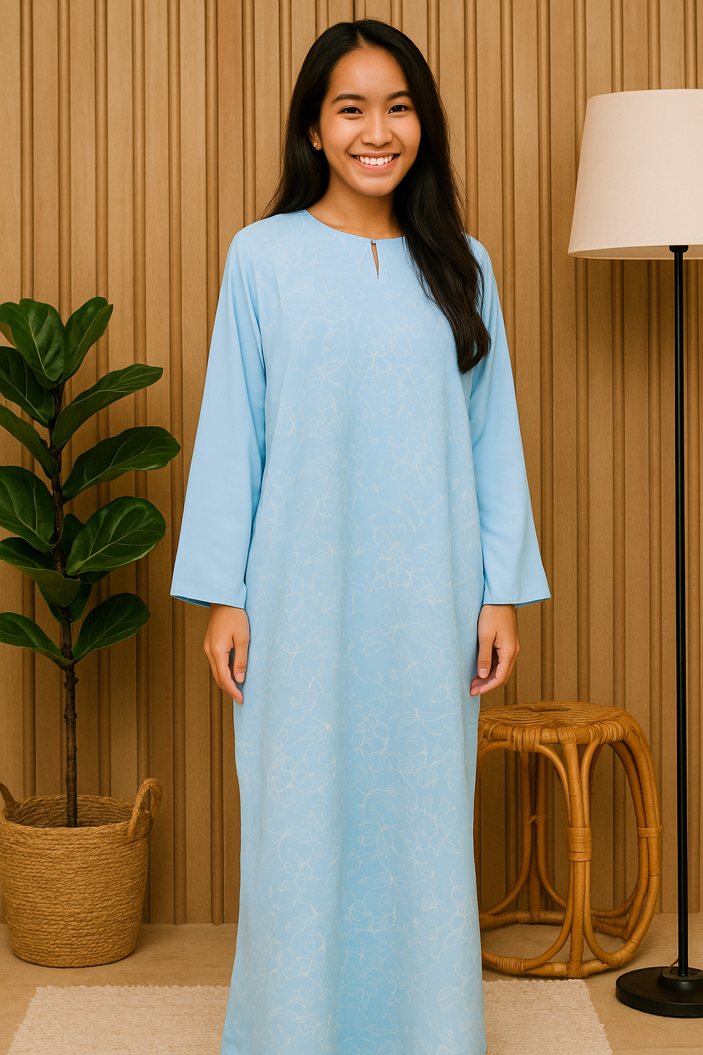 LONG SLEEVE KAFTAN BATIK KLASIK : BABY BLUE