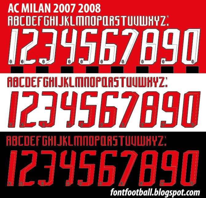 Font Vector AC Milan 2007 2008 kit