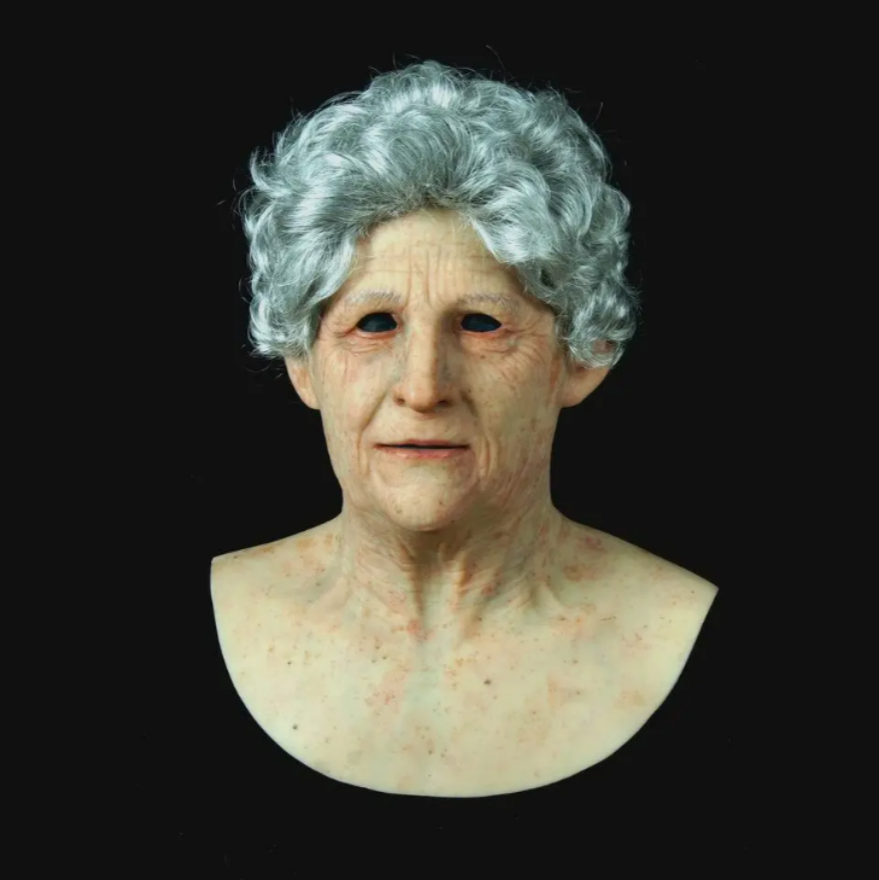 Lifelike grandma soft lifelike skin silicone mask Age spots realistic mask