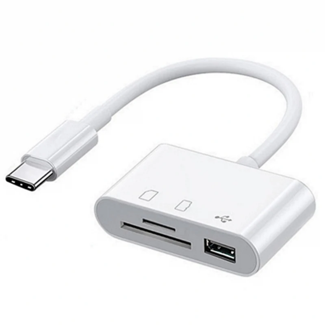 3 In 1 Multi Port Hub Converter Type-c/Lightning To USB A OTG Adapter TF SD Memory Card Reader for Iphone Android and Laptop
