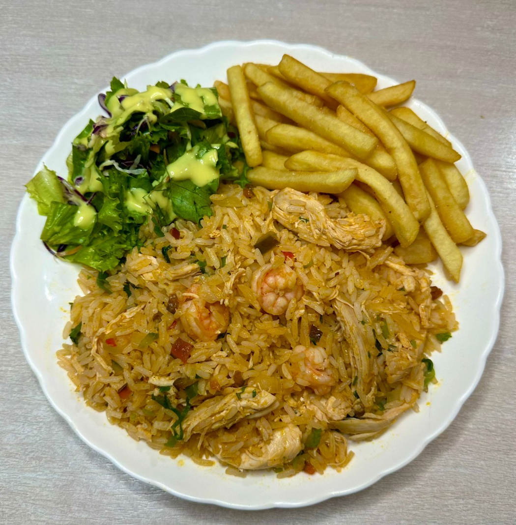 Arroz mixto (Camarones y pollo)