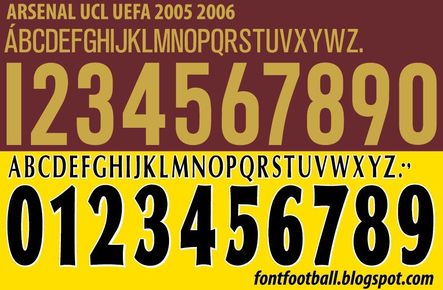 Font Vector Arsenal UCL UEFA 2005 2006 kit