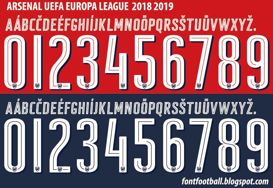 Font Vector Arsenal Europa League 2018 2019 kit