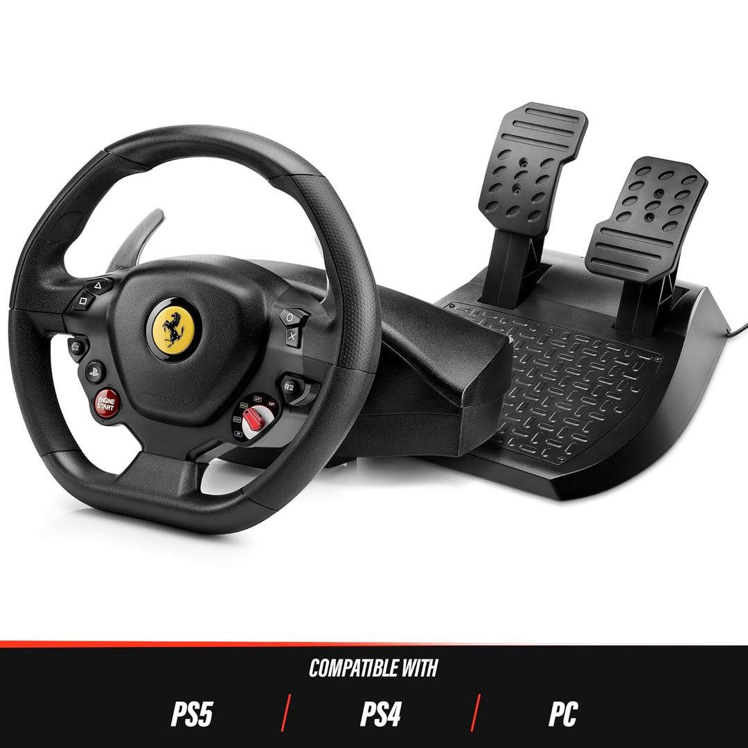 Volante de corrida Thrustmaster T80 Ferrari 488 GTB Edition (compatível com PS5, PS5 Pro, PS4 e PC) ( Recondicionado)