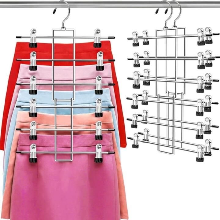 Space Saver – Skirt & Pants Clip Organizer | علاقة تنانير بلاطنين بـ٥ طبقات لتوفير المساحة