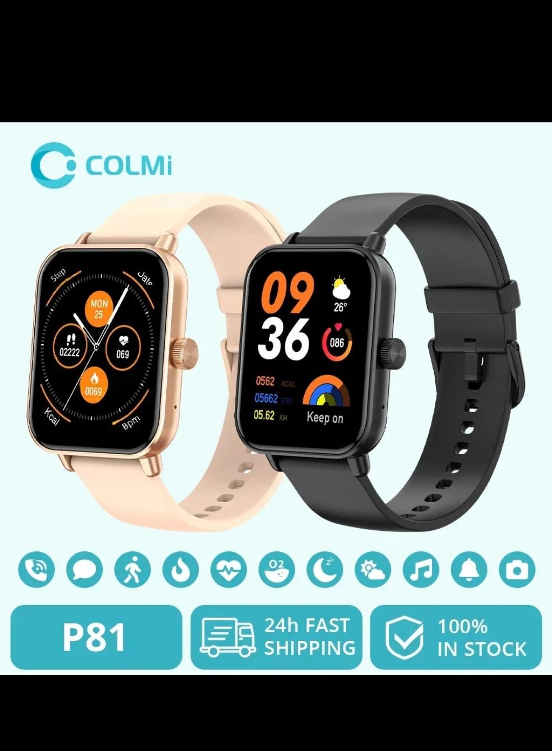 COLMI P81 Voice Calling Smart Watch Ultra 1.9 inch Screen 24H Health Monitor 100+ Sports Modes 100+ Watch Faces Smartwatch
