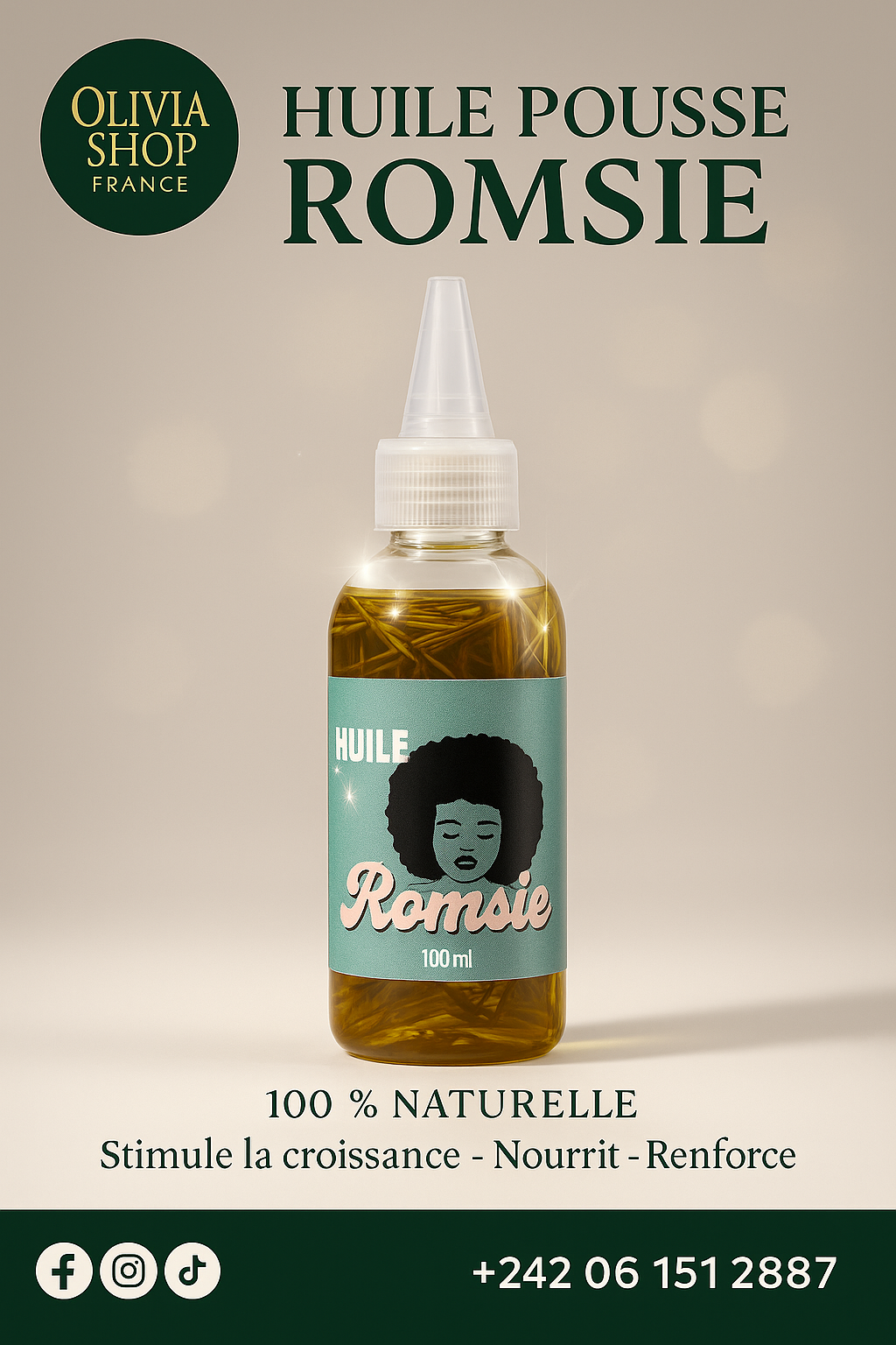 HUILE DE POUSSE ROMSIE FLACON DE 100ML