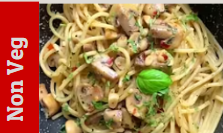 spaghetti mushroom garlic chicken dessert