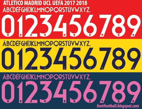 Font Vector Atletico Madrid UCL UEFA 2017 2018 kit