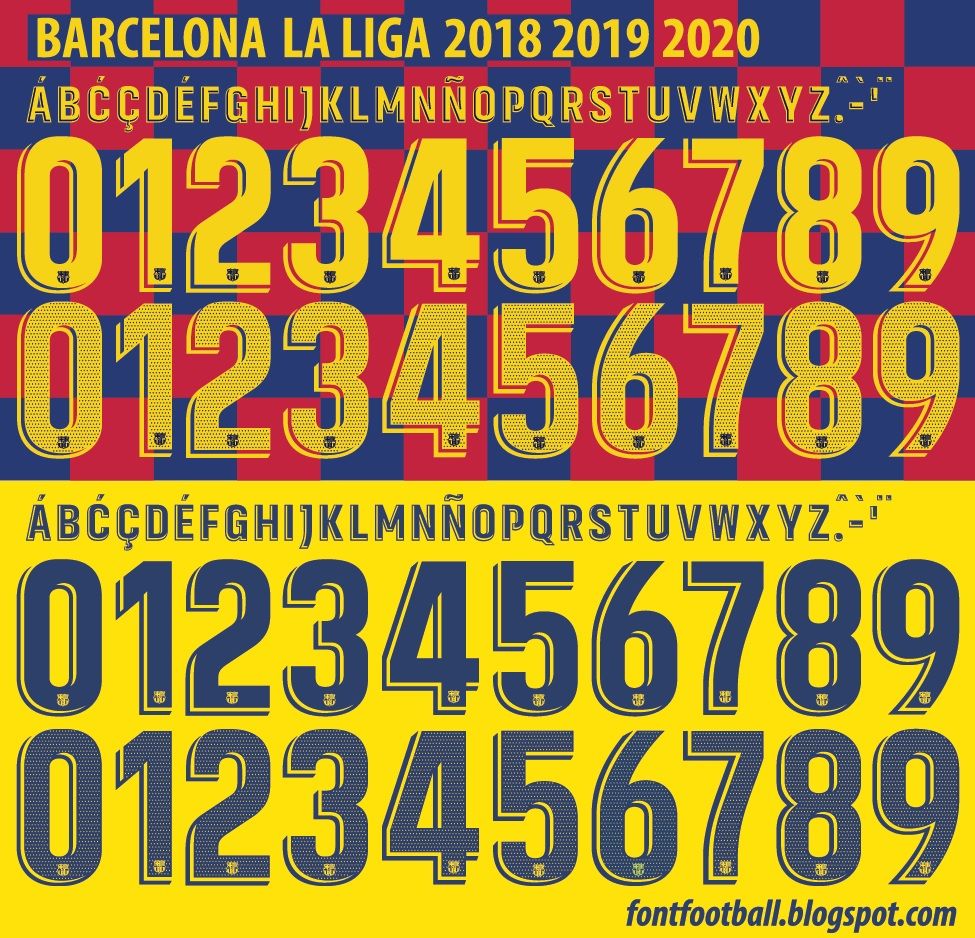 Font Vector Barcelona La Liga 2018 2019 2020 kit