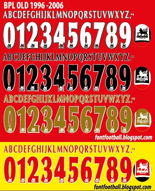 Font Vector Barclays Premier League 1996 - 2006 kit