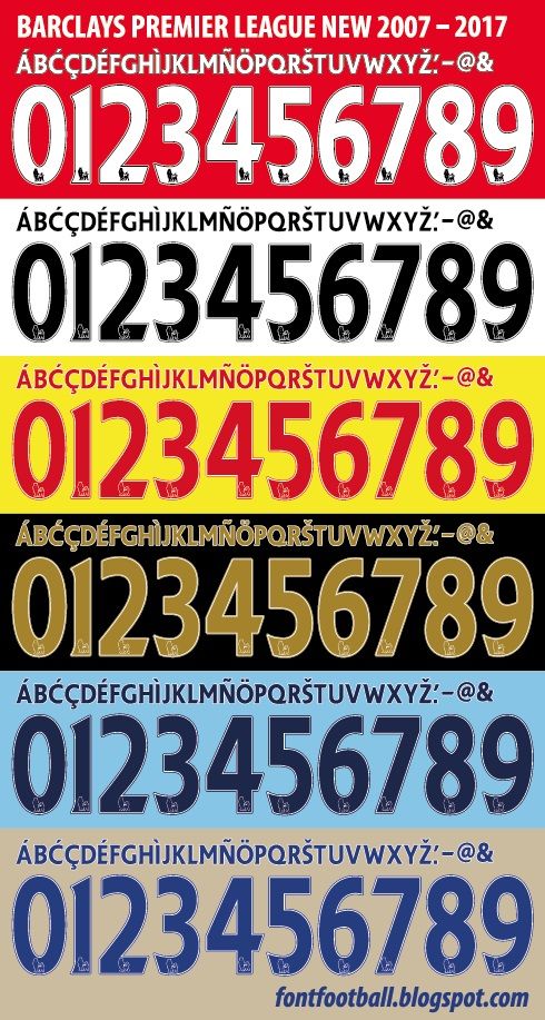 Font Vector Barclays Premier League 2007 - 2017 kit