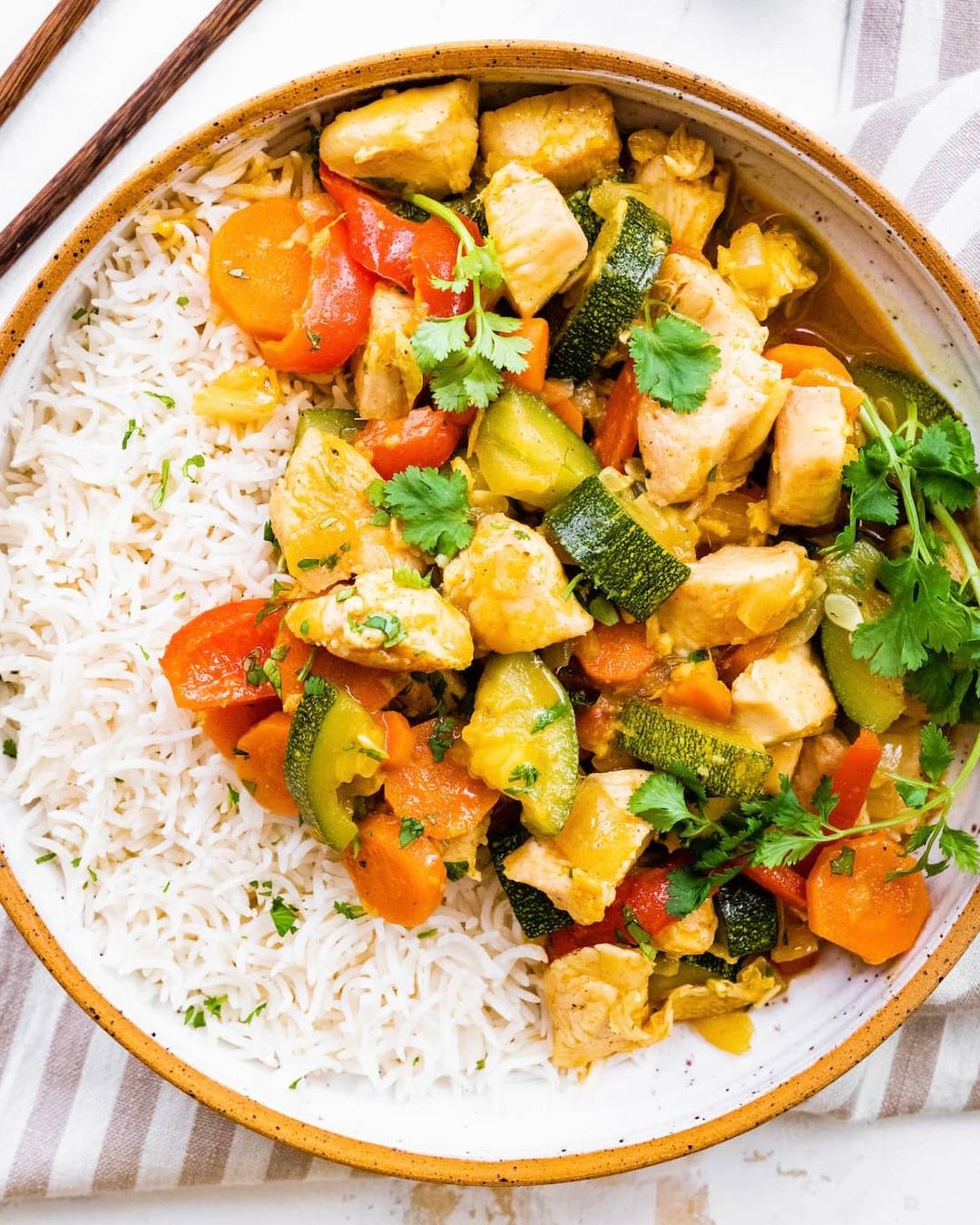 Coconut Chicken Curry with rice & veggies