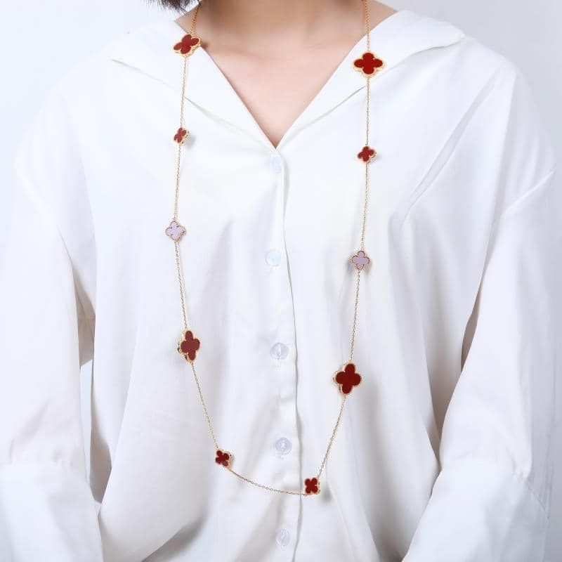 Clover Long Necklace 12 Clover (15mm & 20mm mixed)