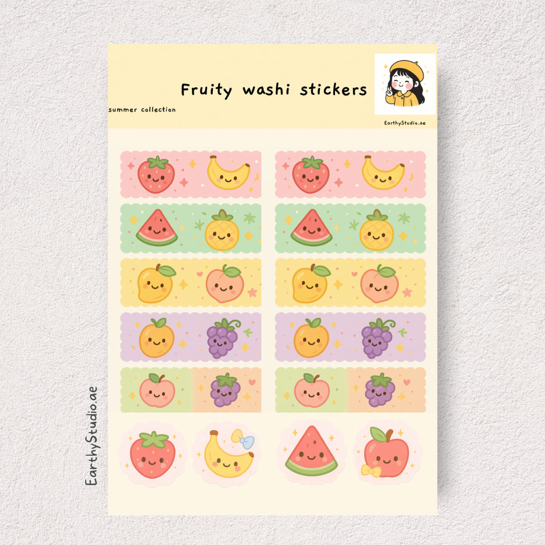 Fruity washi sticker sheet