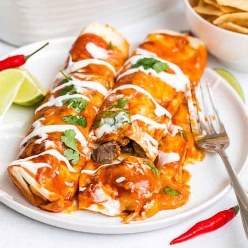 Beef Enchiladas in Spicy Chipotle Cream 