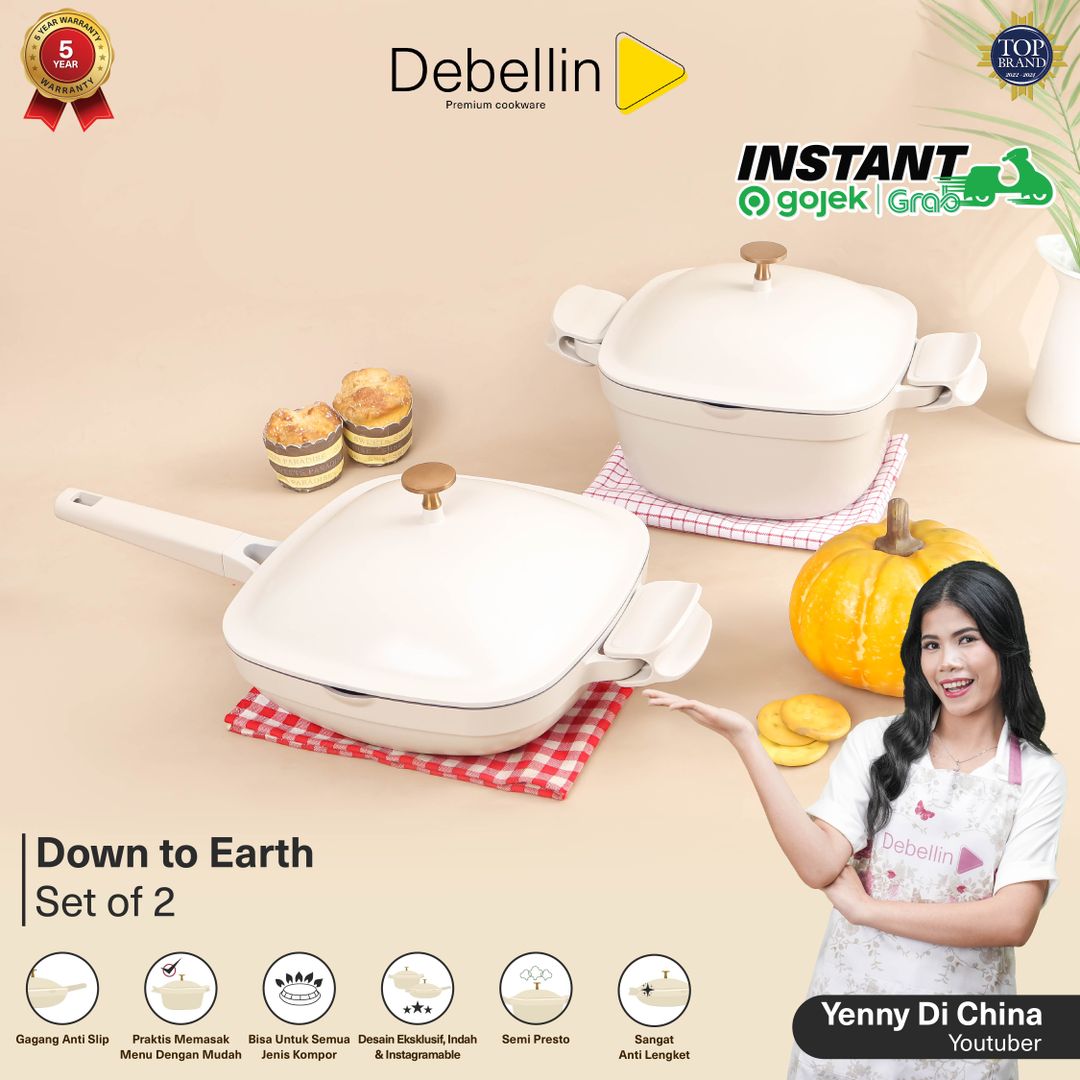 YDC Down To Earth - Set of 2 (Deep Fry Pan 26cm & Casserole 24cm)