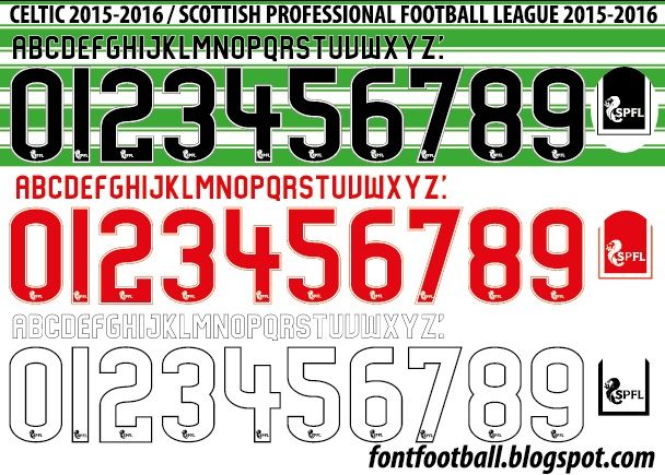 Font Vector Celtic 2015 2016 Scottish Premier league kit