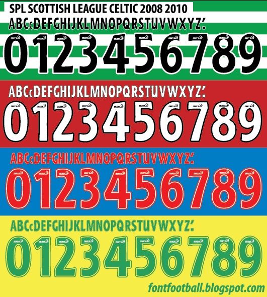 Font Vector Celtic SPL (Scottish Premier League) 2000 2010 kit