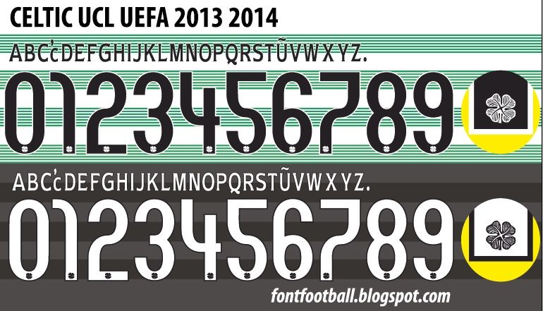 Font Vector Celtic UCL UEFA 2013 2014 kit