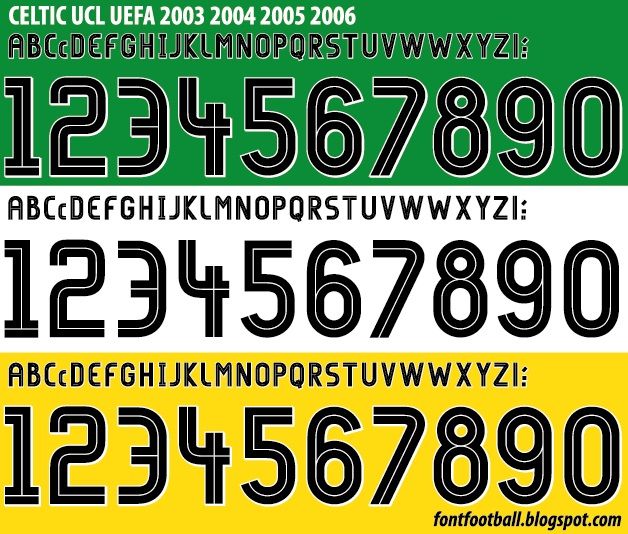 Font Vector Celtic Umbro UCL 2004 2005 2006 Shirt