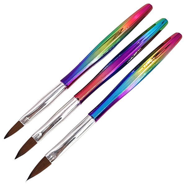 Acrylic Brush - Rainbow Diamond Handle 3pc