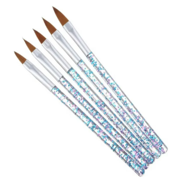 Acrylic Brush Set - Glitter Handle 5pc