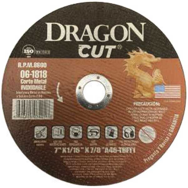 Disco de corte abrasivo para Metal 4.5" Dragon Cut
