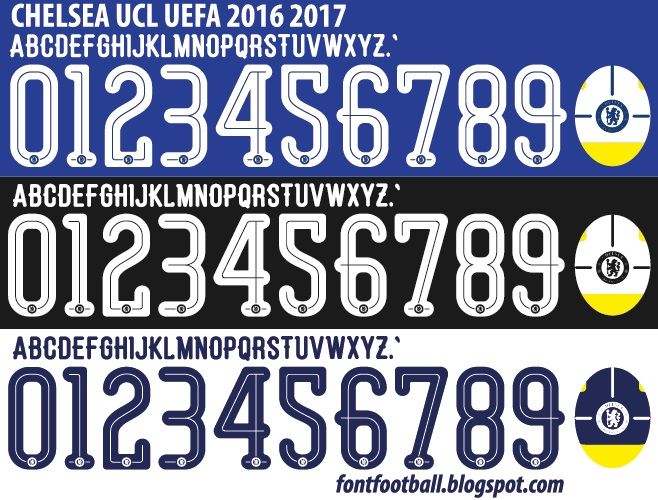 Font Vector Chelsea UCL 2016 2017 kit