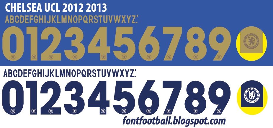 Font Vector Chelsea UCL Europe League 2012 2013 kit