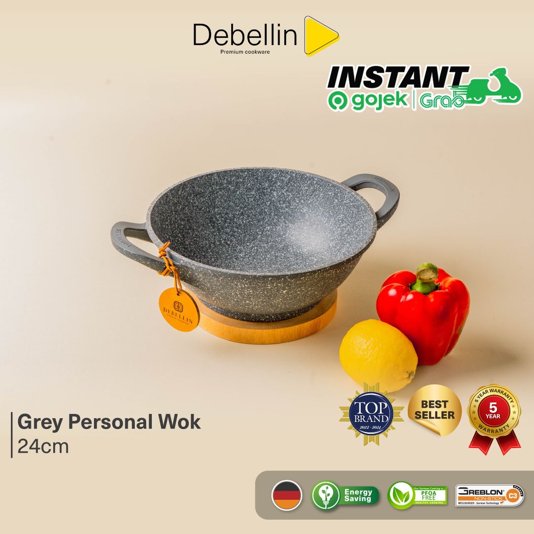 Debellin Grey Granite Personal Wok 24cm