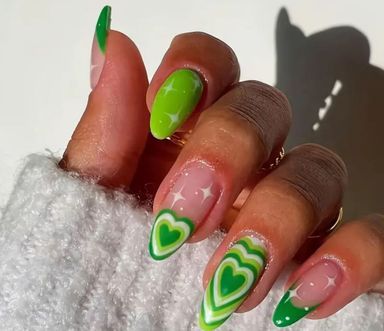 24 pcs set of nail design green heart 