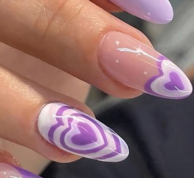 24 pcs set of nail design purple heart 
