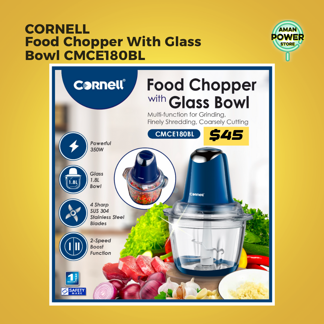 CORNELL FOOD CHOPPER WITH GLASS BOWL CMCE180BL