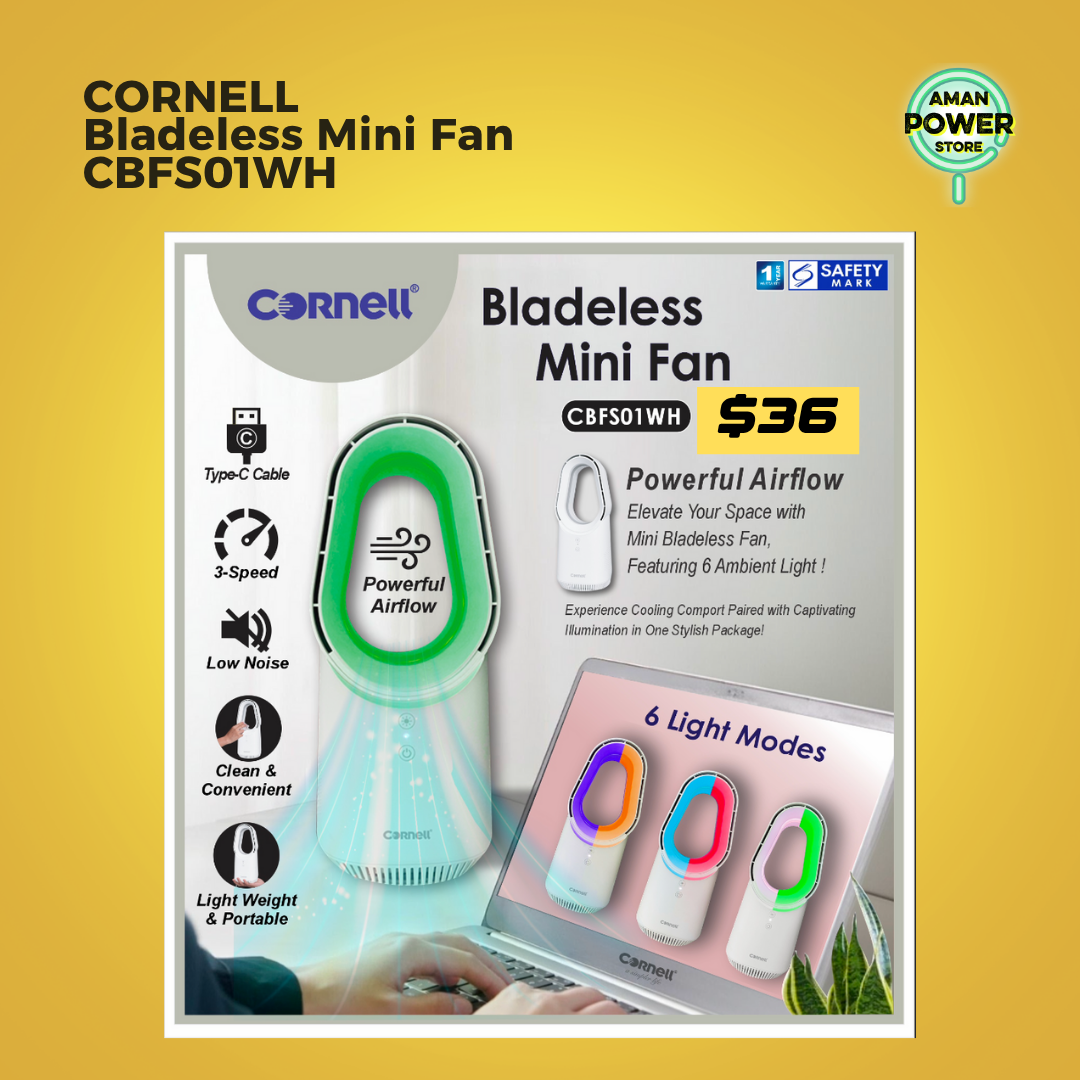 CORNELL BLADELESS MINI FAN CBFS01WH