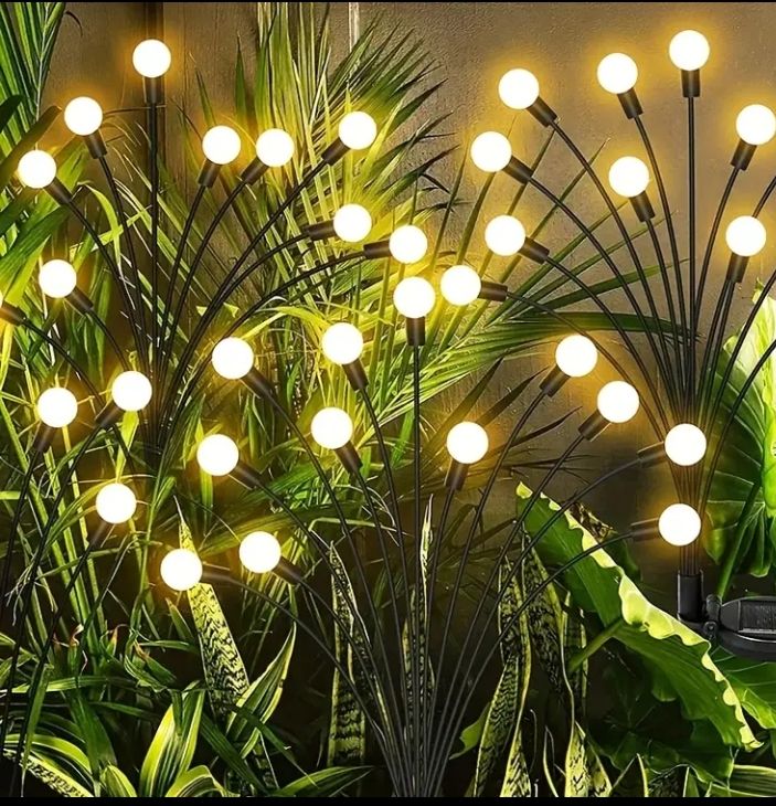 6 solar firefly lawn garden lights