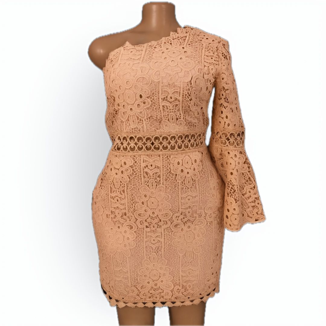 Robe dentelle à une manche longue